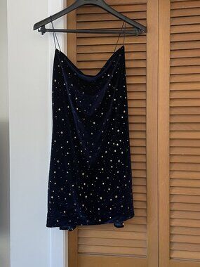 Zaful Stars Velvet Dress | Size L |  Blue & Gold